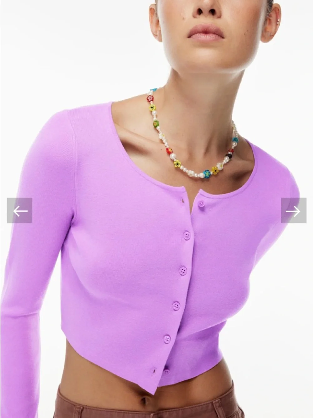 Sunday Best Lavender Cropped Button-Front Cardigan - Picture 8 of 9